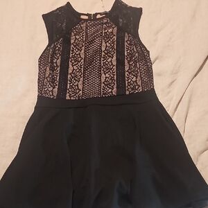 Black and Pink Lace Nylon Dress With Built In shorts